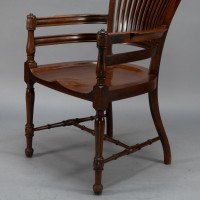 E. W. Godwin, attributed. For James Peddle or Smee. A Tall Back Serpentine Shape Walnut Armchair - Thumbnail 10