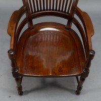 E. W. Godwin, attributed. For James Peddle or Smee. A Tall Back Serpentine Shape Walnut Armchair - Thumbnail 12