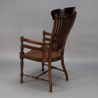 E. W. Godwin Attributed, for James Peddle or Smee. A Tall Back Serpentine Shape Walnut Armchair - Thumbnail 15