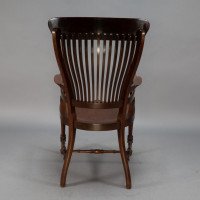 E. W. Godwin Attributed, for James Peddle or Smee. A Tall Back Serpentine Shape Walnut Armchair - Thumbnail 16
