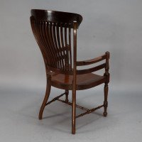E. W. Godwin Attributed, for James Peddle or Smee. A Tall Back Serpentine Shape Walnut Armchair - Thumbnail 17