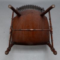 E. W. Godwin Attributed, for James Peddle or Smee. A Tall Back Serpentine Shape Walnut Armchair - Thumbnail 18