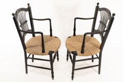 Dante Rossetti for Morris & Co., A Pair of Rush Seated Armchairs - Thumbnail 3