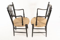 Dante Rossetti for Morris & Co., A Pair of Rush Seated Armchairs - Thumbnail 5