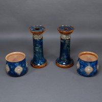 Royal Doulton. A Perfect Pair of Jardinieres on Matching Stands - Thumbnail 2