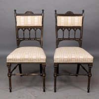 R. Whytock & Co., A Pair of Aesthetic Movement Ebonized & Parcel Gilt Side Chairs - Thumbnail 2