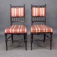 R. Whytock & Co., Rare Set of Four Aesthetic Movement Walnut Ebonised & Parcel Gilt Side Chairs - Thumbnail 3