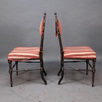 R. Whytock & Co., Rare Set of Four Aesthetic Movement Walnut Ebonised & Parcel Gilt Side Chairs - Thumbnail 4