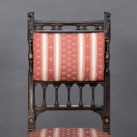 R. Whytock & Co., Rare Set of Four Aesthetic Movement Walnut Ebonised & Parcel Gilt Side Chairs - Thumbnail 7