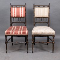 R. Whytock & Co., Rare Set of Four Aesthetic Movement Walnut Ebonised & Parcel Gilt Side Chairs - Thumbnail 12