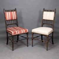 R. Whytock & Co., Rare Set of Four Aesthetic Movement Walnut Ebonised & Parcel Gilt Side Chairs - Thumbnail 11