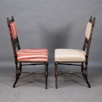 R. Whytock & Co., Rare Set of Four Aesthetic Movement Walnut Ebonised & Parcel Gilt Side Chairs - Thumbnail 14