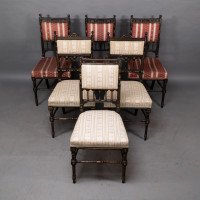 R. Whytock & Co., Rare Set of Four Aesthetic Movement Walnut Ebonised & Parcel Gilt Side Chairs - Thumbnail 19