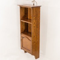 Arts & Crafts Oak & Chequer Inlaid Wall Cabinet - Thumbnail 3
