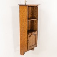 Arts & Crafts Oak & Chequer Inlaid Wall Cabinet - Thumbnail 4