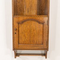 Arts & Crafts Oak & Chequer Inlaid Wall Cabinet - Thumbnail 12