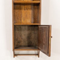 Arts & Crafts Oak & Chequer Inlaid Wall Cabinet - Thumbnail 14