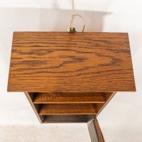 Arts & Crafts Oak & Chequer Inlaid Wall Cabinet - Thumbnail 8