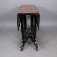 Aesthetic Movement Scissor Action Drop Leaf Side Table Made From Hungarian Ash - Thumbnail 8