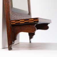 Shapland & Petter attri. M. H. Baillie Scott, Style of. Arts & Crafts Oak mirror with chequer Inlays - Thumbnail 9