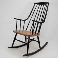 Lena Larsson, Made by Nesto, a Mid Century Ebonised Rocker with Sculptural Arms - Thumbnail 3