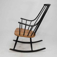 Lena Larsson, Made by Nesto, a Mid Century Ebonised Rocker with Sculptural Arms - Thumbnail 4
