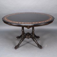 Gillows, attributed. An Aesthetic Movement Tilt Top Dining Table with Floral Inlays - Thumbnail 2