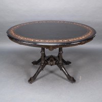 Gillows, attributed. An Aesthetic Movement Tilt Top Dining Table with Floral Inlays - Thumbnail 6