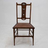 Arts & Crafts Side Chair with Ebony & Pewter Inlays, Probably Waring & Gillow - Thumbnail 2