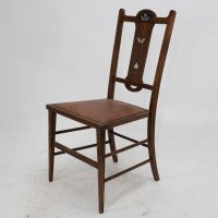 Arts & Crafts Side Chair with Ebony & Pewter Inlays, Probably Waring & Gillow - Thumbnail 4
