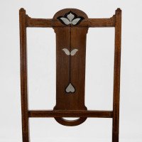Arts & Crafts Side Chair with Ebony & Pewter Inlays, Probably Waring & Gillow - Thumbnail 6