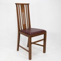 Liberty & Co., Six Arts & Crafts Oak Dining Chairs with Stylised Floral Carving - Thumbnail 2