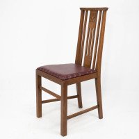 Liberty & Co., Six Arts & Crafts Oak Dining Chairs with Stylised Floral Carving - Thumbnail 3