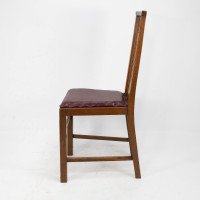 Liberty & Co., Six Arts & Crafts Oak Dining Chairs with Stylised Floral Carving - Thumbnail 6