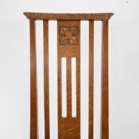 Liberty & Co., Six Arts & Crafts Oak Dining Chairs with Stylised Floral Carving - Thumbnail 7