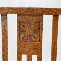 Liberty & Co., Six Arts & Crafts Oak Dining Chairs with Stylised Floral Carving - Thumbnail 8