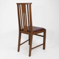 Liberty & Co., Six Arts & Crafts Oak Dining Chairs with Stylised Floral Carving - Thumbnail 13