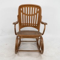 Gustav Siegel Attributed, Made by Thonet, a Bentwood & Cane Rocking Chair - Thumbnail 2