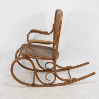 Gustav Siegel Attributed, Made by Thonet, a Bentwood & Cane Rocking Chair - Thumbnail 4