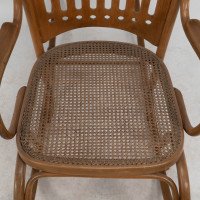 Gustav Siegel Attributed, Made by Thonet, a Bentwood & Cane Rocking Chair - Thumbnail 8