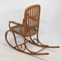 Gustav Siegel Attributed, Made by Thonet, a Bentwood & Cane Rocking Chair - Thumbnail 14