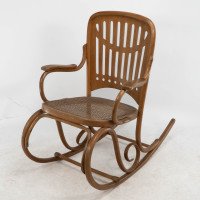 Gustav Siegel Attributed, Made by Thonet, a Bentwood & Cane Rocking Chair - Thumbnail 3