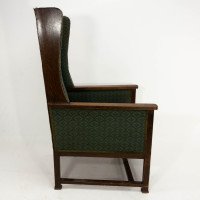 Walter Skull of High Wycombe. Arts & Crafts Oak Armchair with Chequer Inlays to the Arms - Thumbnail 3