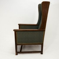 Walter Skull of High Wycombe. Arts & Crafts Oak Armchair with Chequer Inlays to the Arms - Thumbnail 4