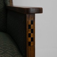 Walter Skull of High Wycombe. Arts & Crafts Oak Armchair with Chequer Inlays to the Arms - Thumbnail 5