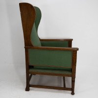 Walter Skull High Wycombe. Arts & Crafts Oak Wing Back Upholstered Armchair - Thumbnail 5