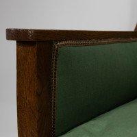 Walter Skull High Wycombe. An Arts & Crafts Oak Wing Back Upholstered Armchair - Thumbnail 8