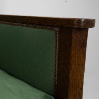 Walter Skull High Wycombe. An Arts & Crafts Oak Wing Back Upholstered Armchair - Thumbnail 9