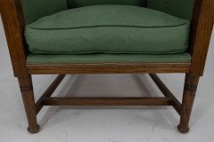 Walter Skull High Wycombe. Arts & Crafts Oak Wing Back Upholstered Armchair - Thumbnail 11