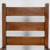 Baillie Scott for J. P. White. Oak Arts & Crafts Rush Seat Ladder Back Armchair - Thumbnail 6